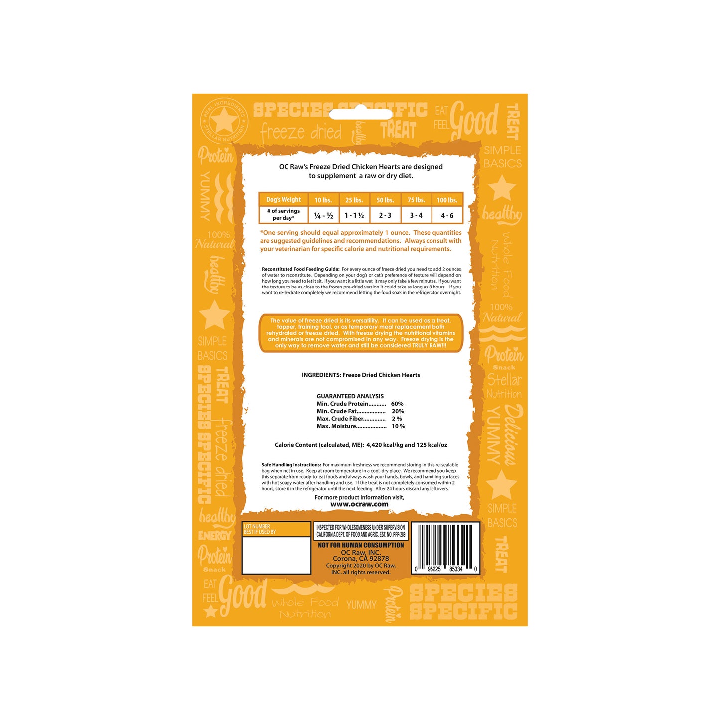 OC RAW🐱🐶Freeze Dried Chicken Heart 4oz