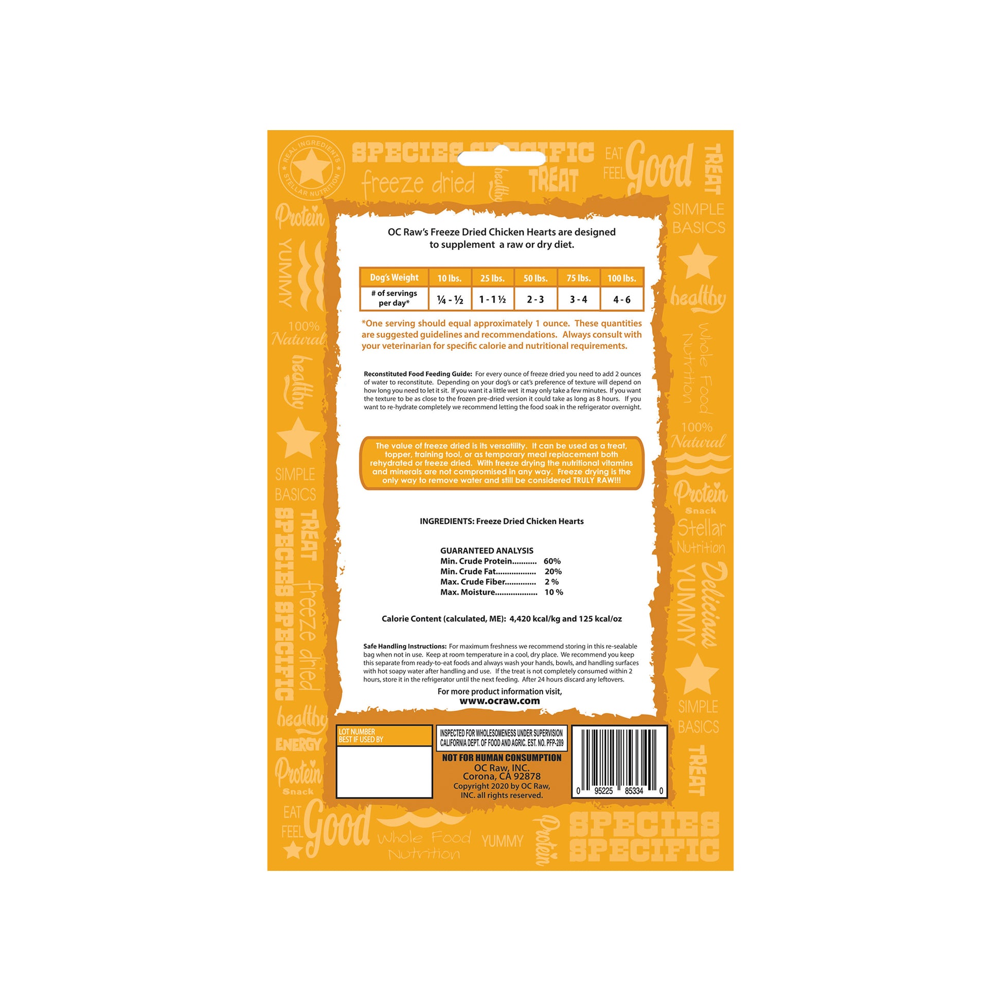 OC RAW🐱🐶Freeze Dried Chicken Heart 4oz