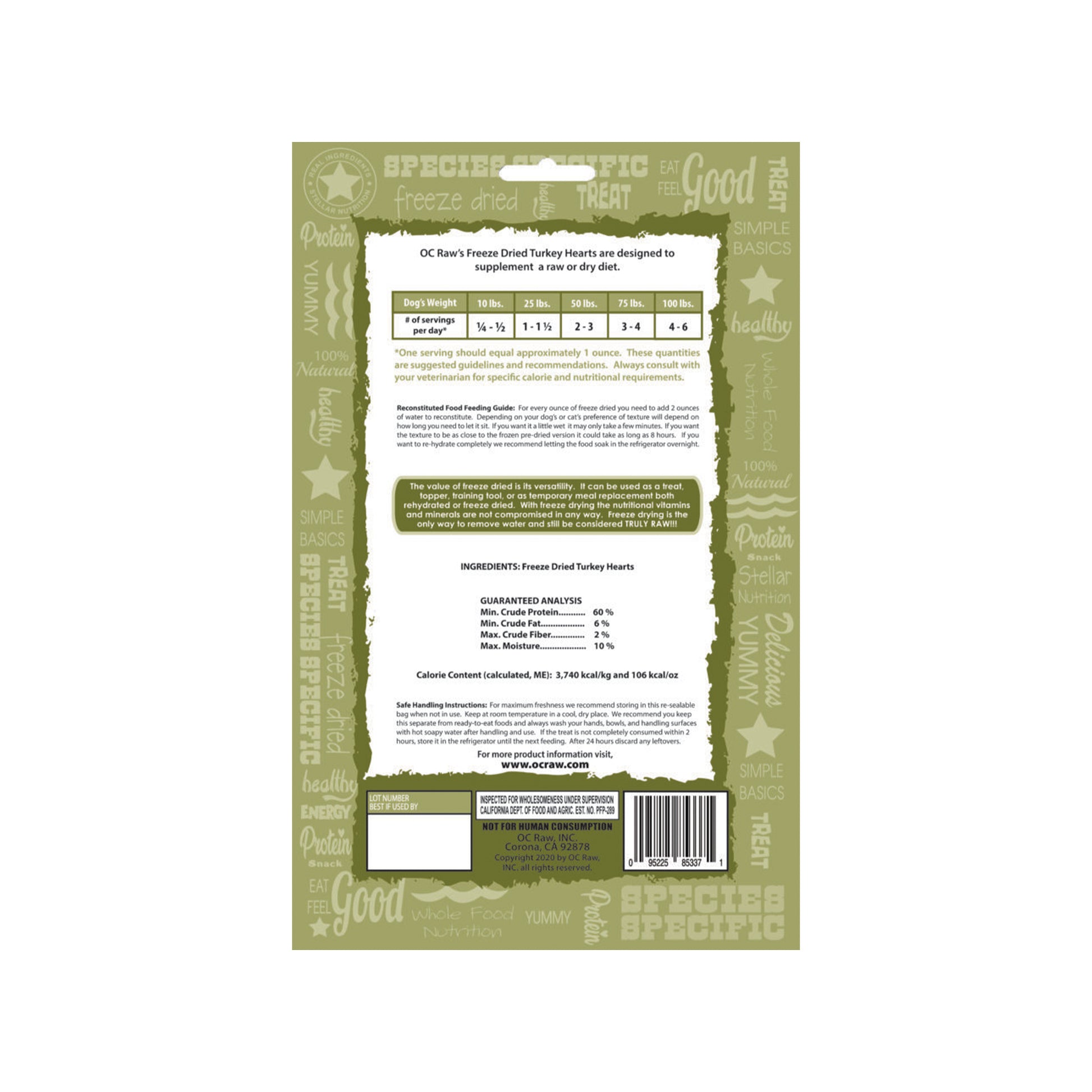 OC RAW🐱🐶Freeze Dried Turkey Heart 4oz