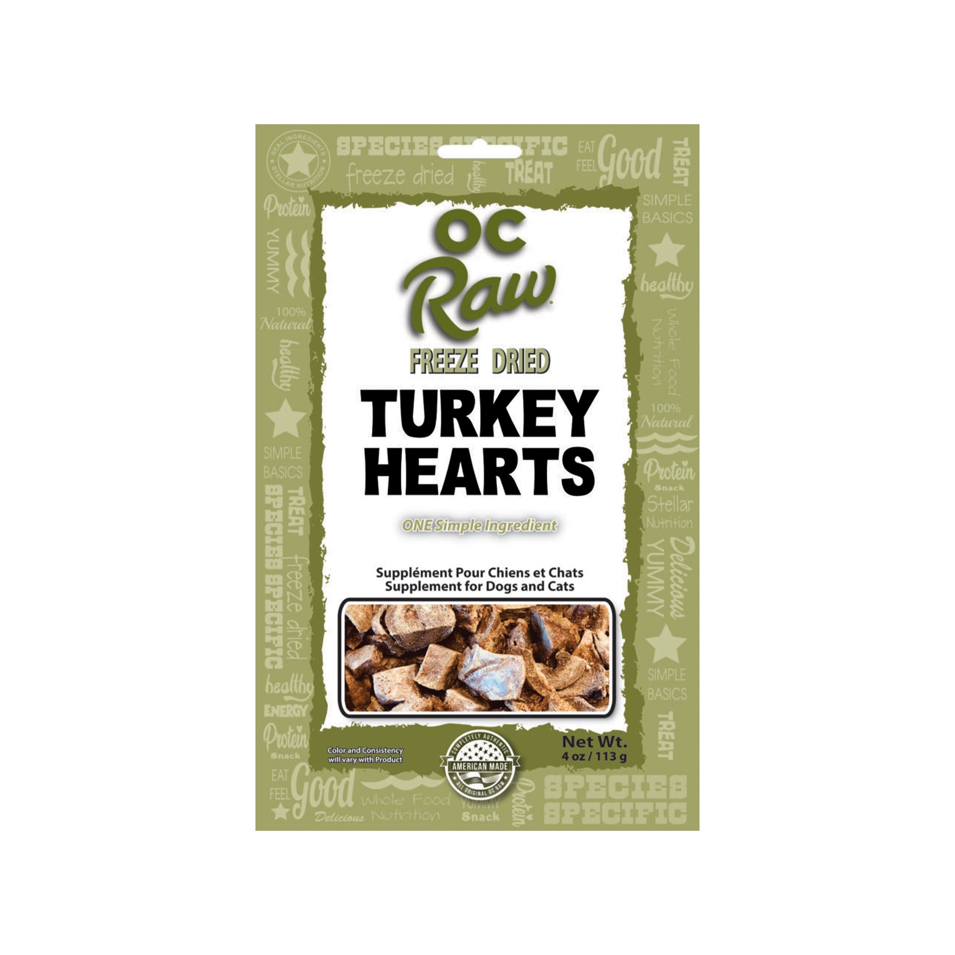 OC RAW🐱🐶Freeze Dried Turkey Heart 4oz