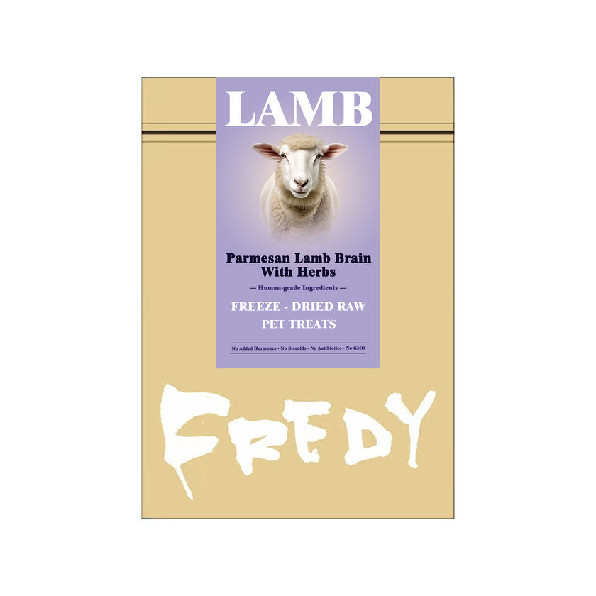 Fredy🐱🐶Freeze Dried Parmesan Cheese Lamb Brain With Herbs 2oz