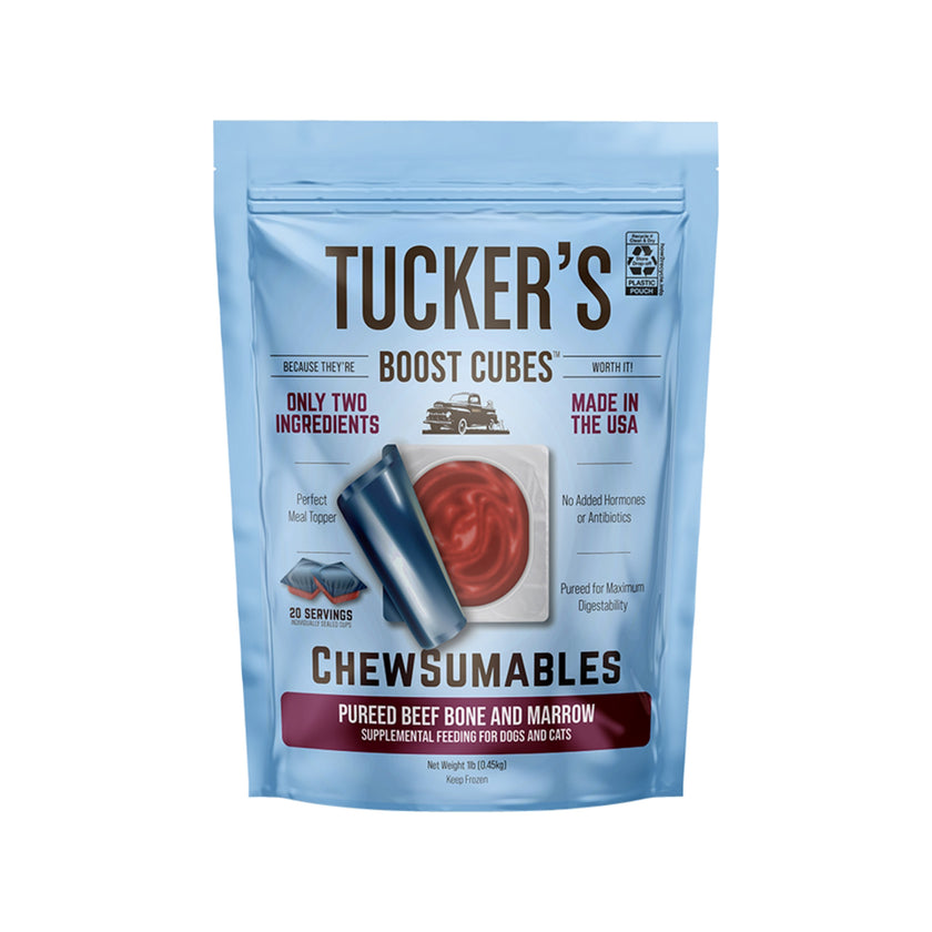 Tucker's🐱🐶Raw Frozen Boost Cube Chewsumables Pureed Beef Bone & Marrow 1lb