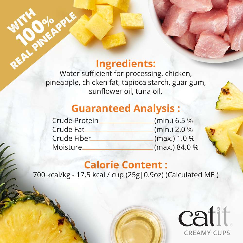 Catit🐱Creamy Cups Chicken Mousse & Pineapple 4*25g