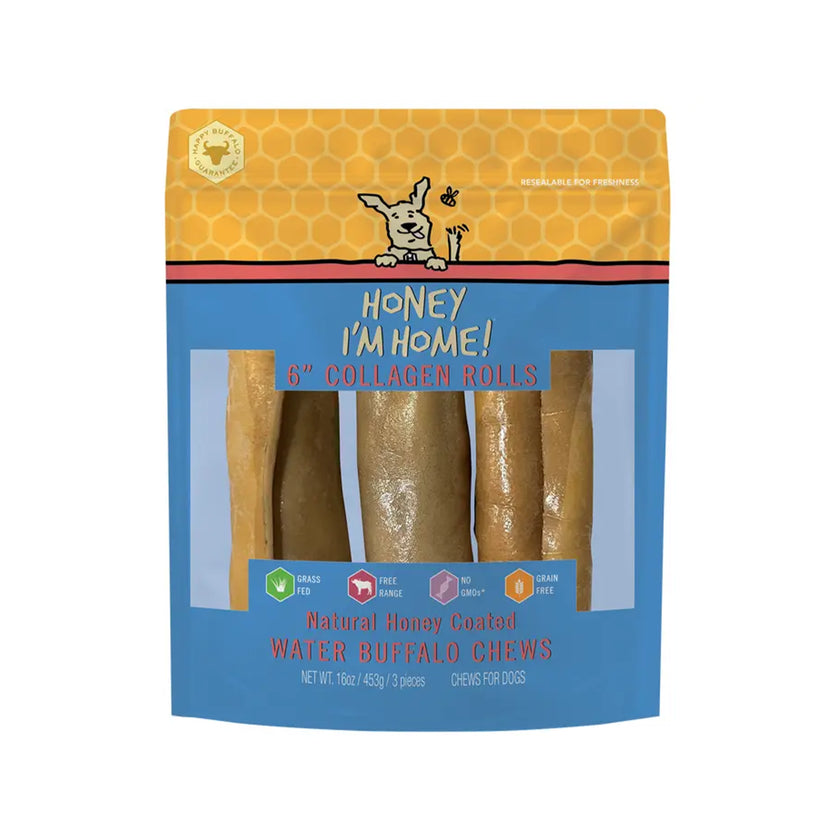 Honey I'm Home🐶Honey Coated Buffalo 6" Collagen Rolls 3pk