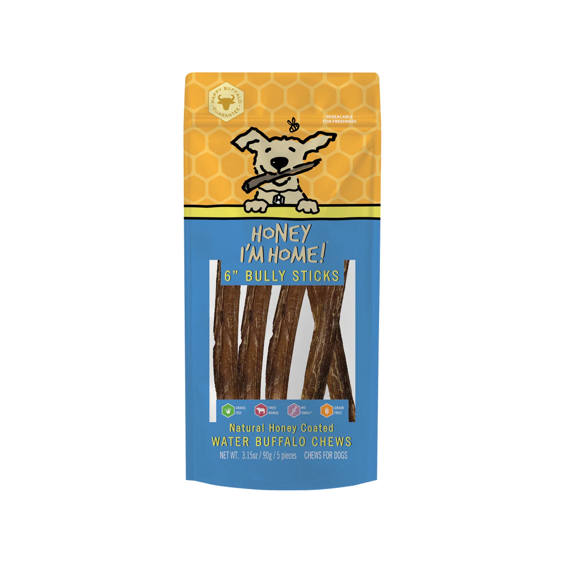 Honey I'm Home🐶Honey Coated Buffalo Bully Sticks 5pk
