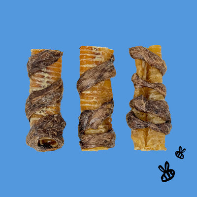 Honey I'm Home🐶Honey Coated Buffalo 6" Trachea Wheezy Wraps 3pk