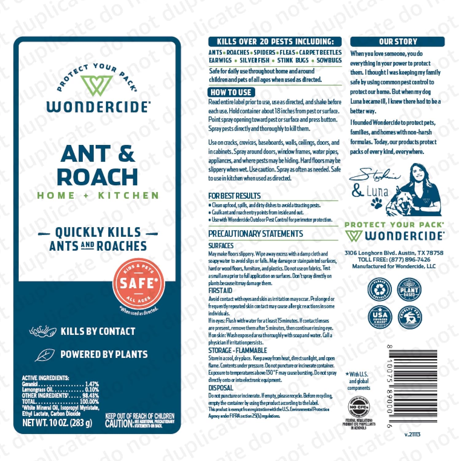 Wondercide🐱🐶Ant & Roach Home & Kitchen With Natural Essential Oils 10oz