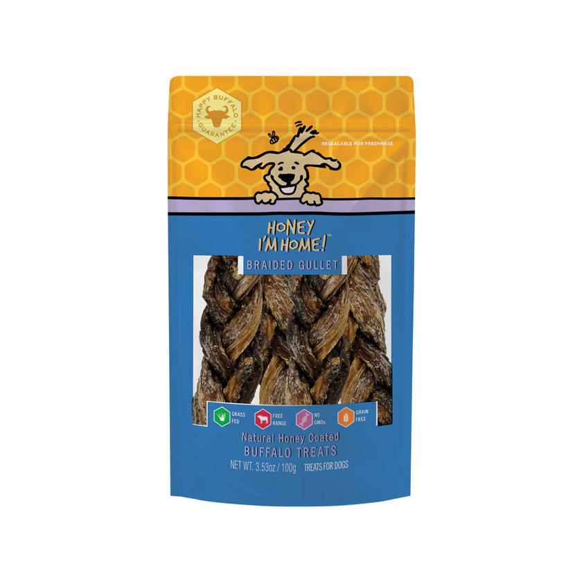 Honey I'm Home🐶Honey Coated Buffalo Braided Gullet 3.53oz