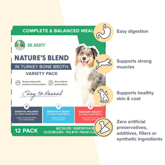 Dr.Marty🐶Nature's Blend Variety Pack in Turkey Bone Broth Wet Food