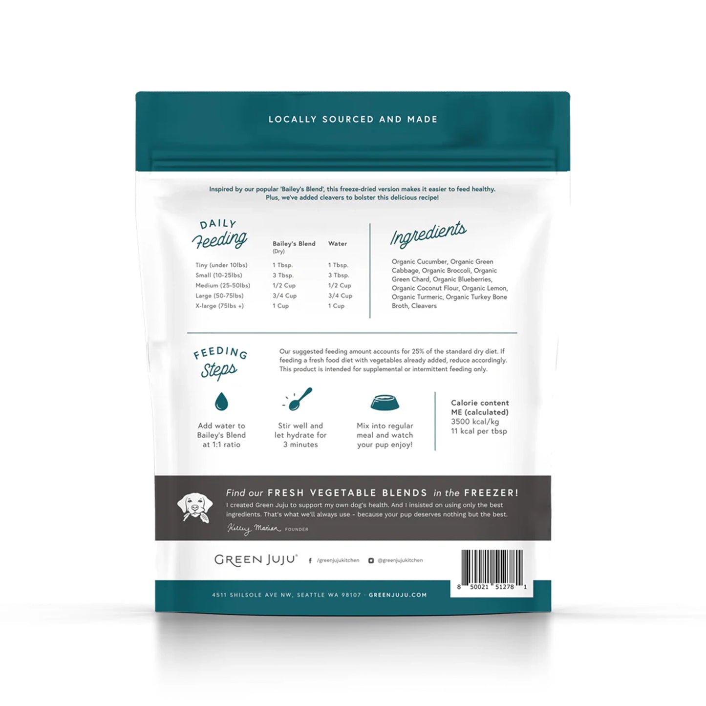 Green JuJu🐶Freeze Dried Bailey's Blend With Cleavers