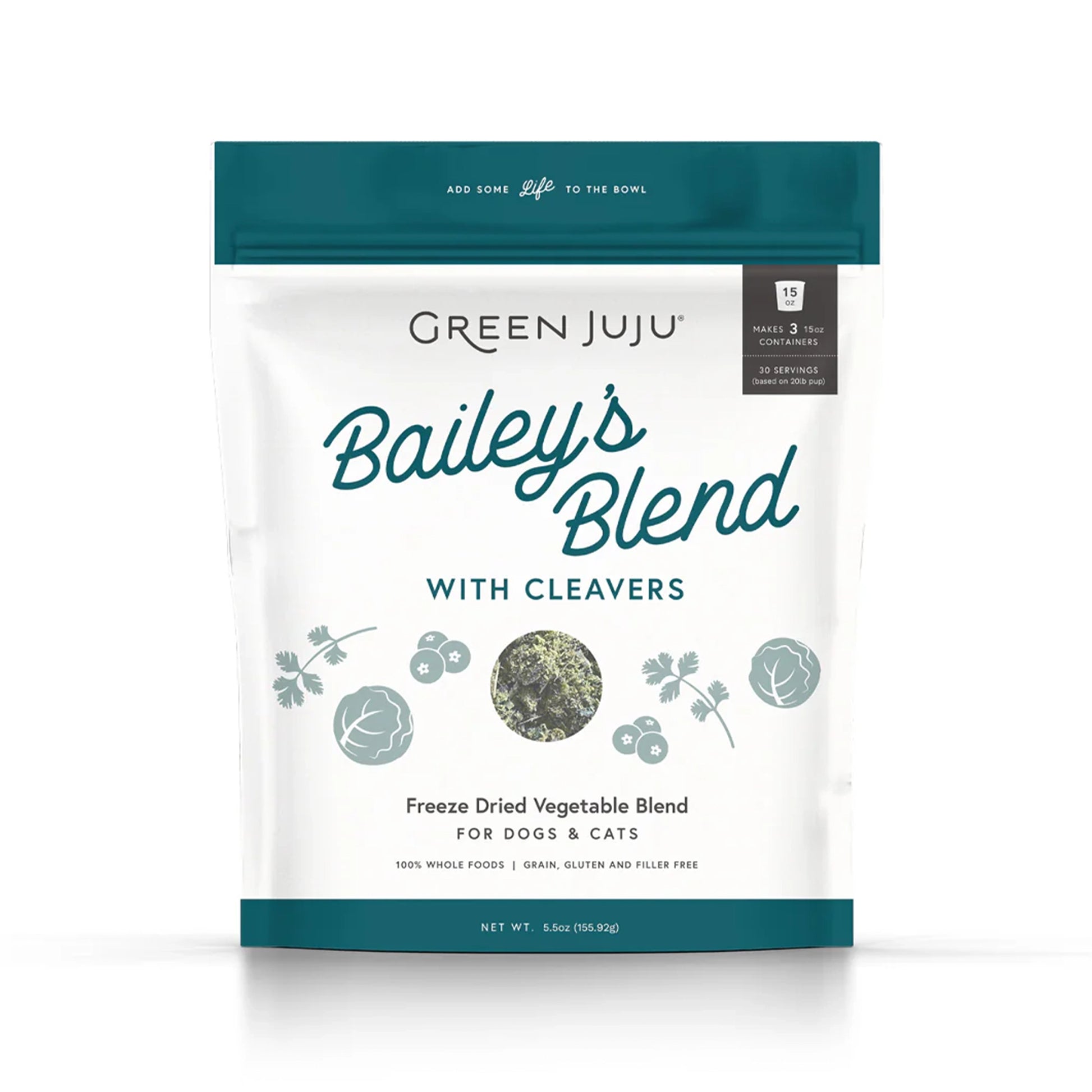 Green JuJu🐶Freeze Dried Bailey's Blend With Cleavers