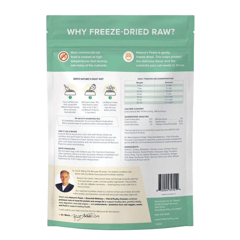 Dr.Marty🐱Nature's Feast Freeze Dried Essential Wellness Fish & Poultry 12oz