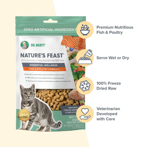 Dr.Marty🐱Nature's Feast Freeze Dried Essential Wellness Fish & Poultry 12oz