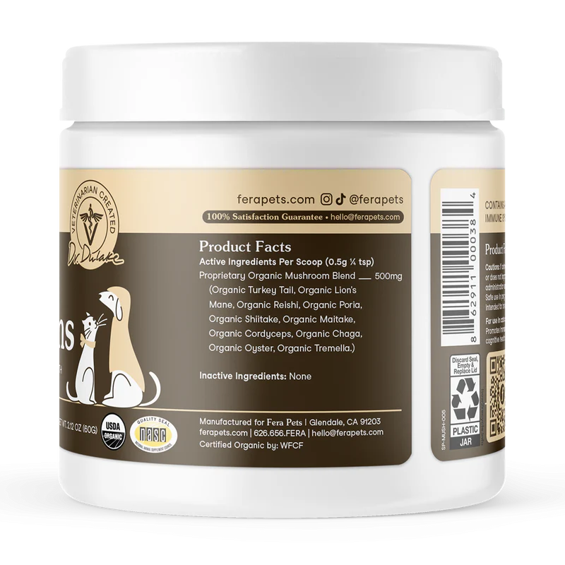Fera Pets🐱🐶USDA Organic Mushroom Blend for Immune Support 60g