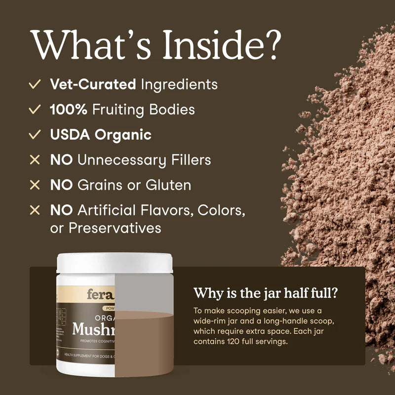 Fera Pets🐱🐶USDA Organic Mushroom Blend for Immune Support 60g