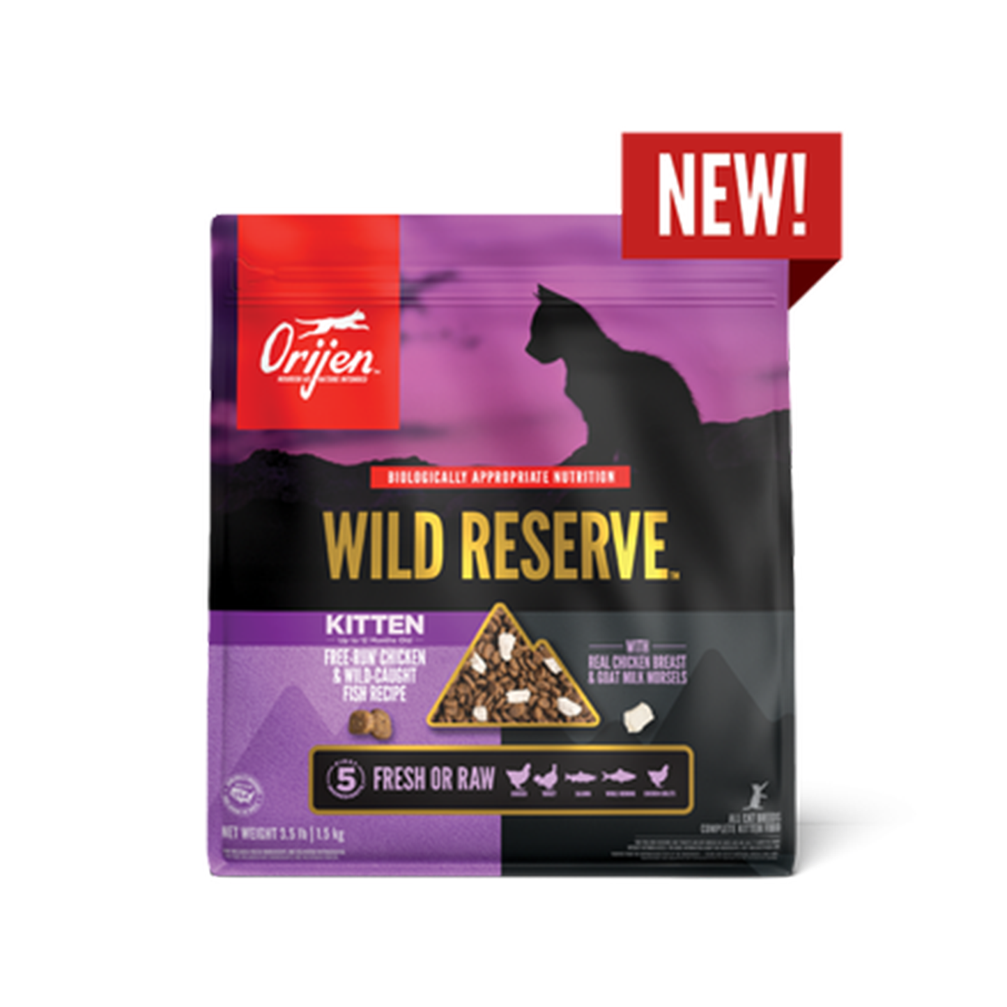 Origen🐱Wild Reserve Kitten Free-Run Chicken Kibble 3.5lb