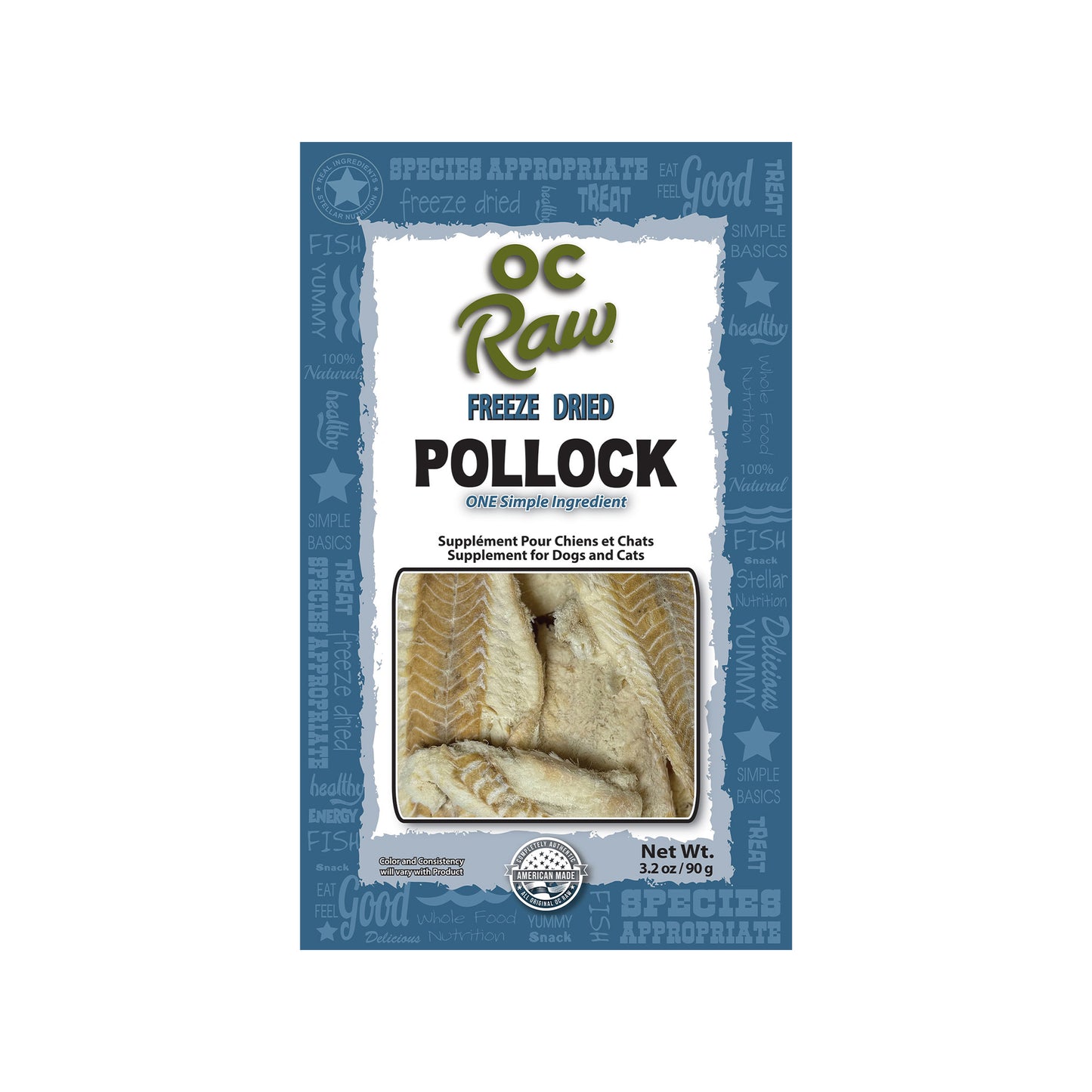 OC RAW🐱🐶Freeze Dried Pollock 3.2oz