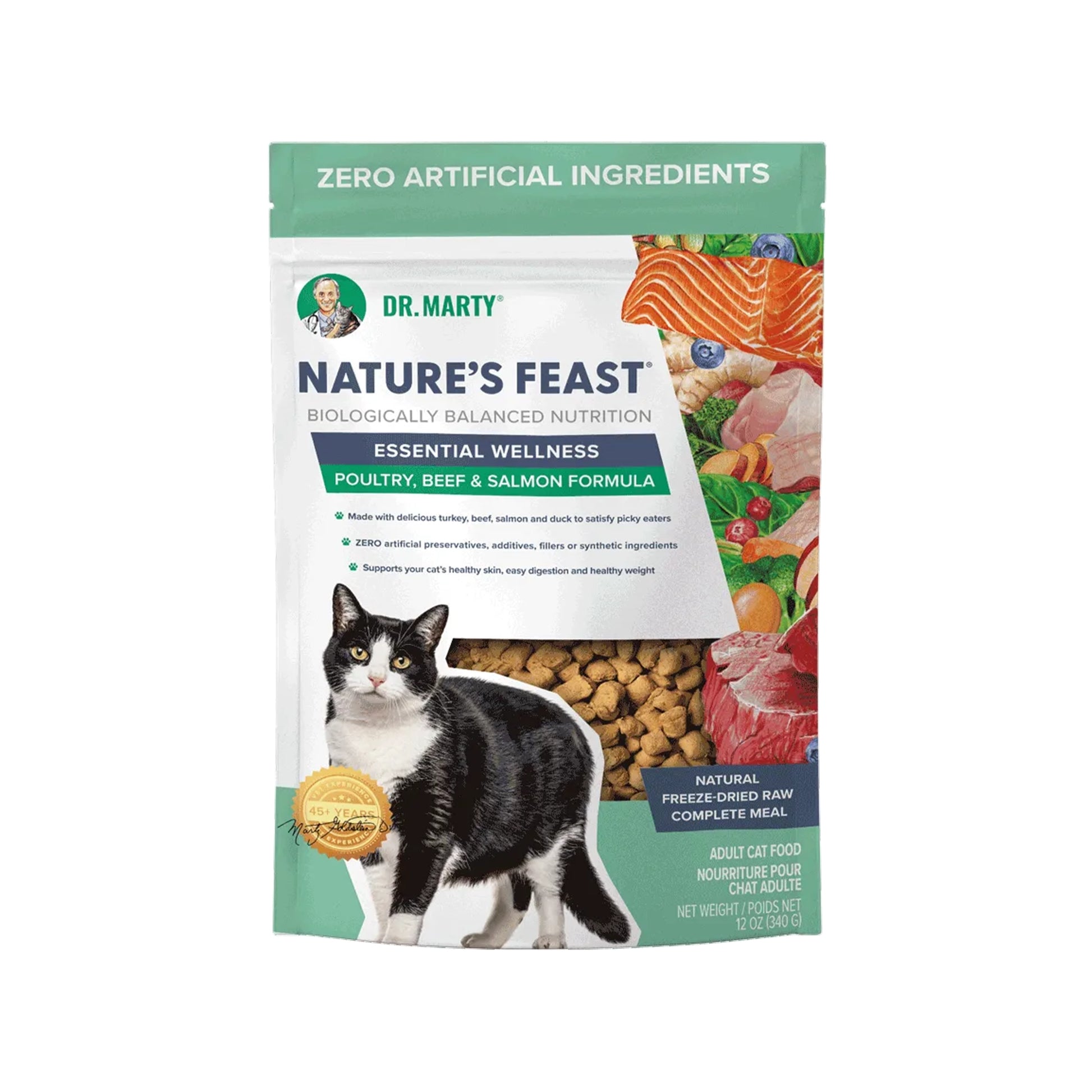 Dr.Marty🐱Nature's Feast Freeze Dried Essential Wellness Poultry, Beef & Salmon 12oz