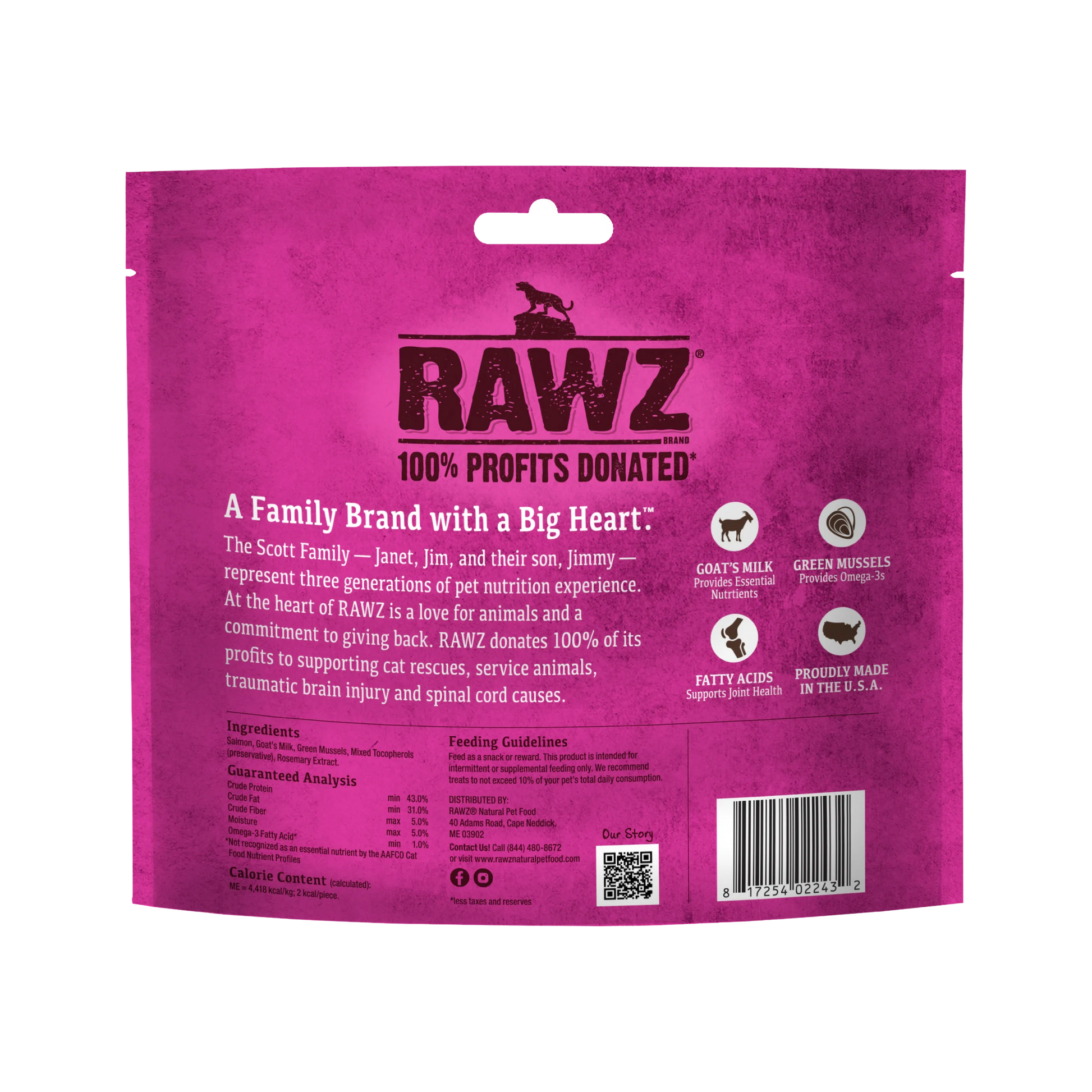 RAWZ🐱Freeze Dried Wild Caught Salmon, Goat's Milk & Green Mussels Crunchy Treats 1oz