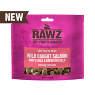 RAWZ🐱Freeze Dried Wild Caught Salmon, Goat's Milk & Green Mussels Crunchy Treats 1oz
