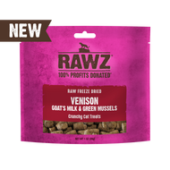 RAWZ🐱Freeze Dried Venison, Goat's Milk & Green Mussels Crunchy Treats 1oz