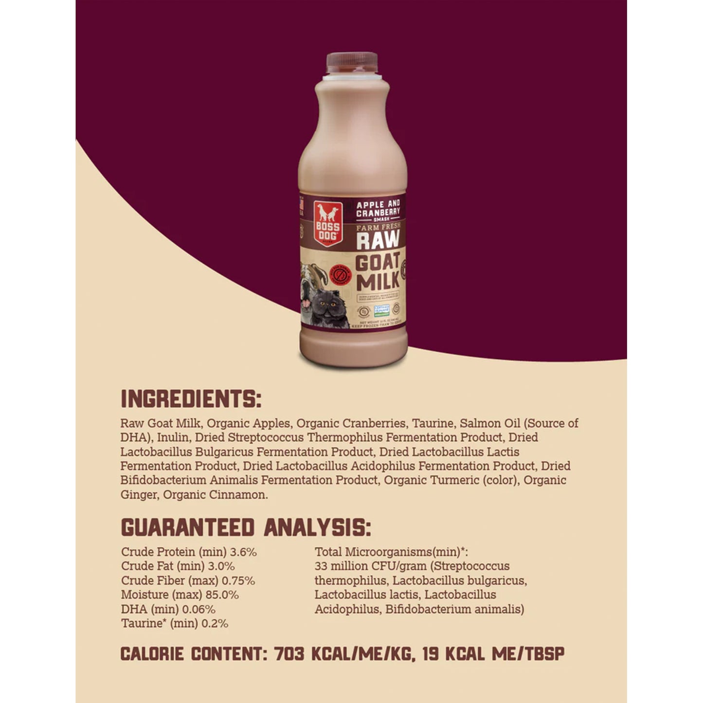 BossDog🐱🐶Frozen Raw Goat Milk With Probiotics 32oz