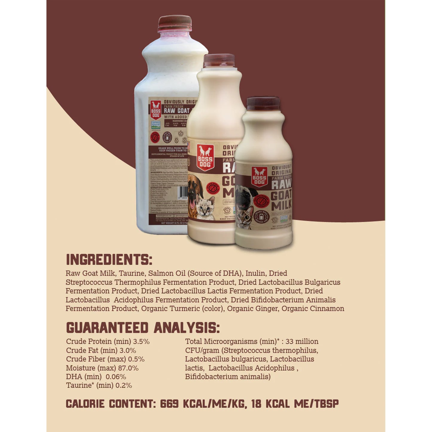 BossDog🐱🐶Frozen Raw Goat Milk With Probiotics 32oz