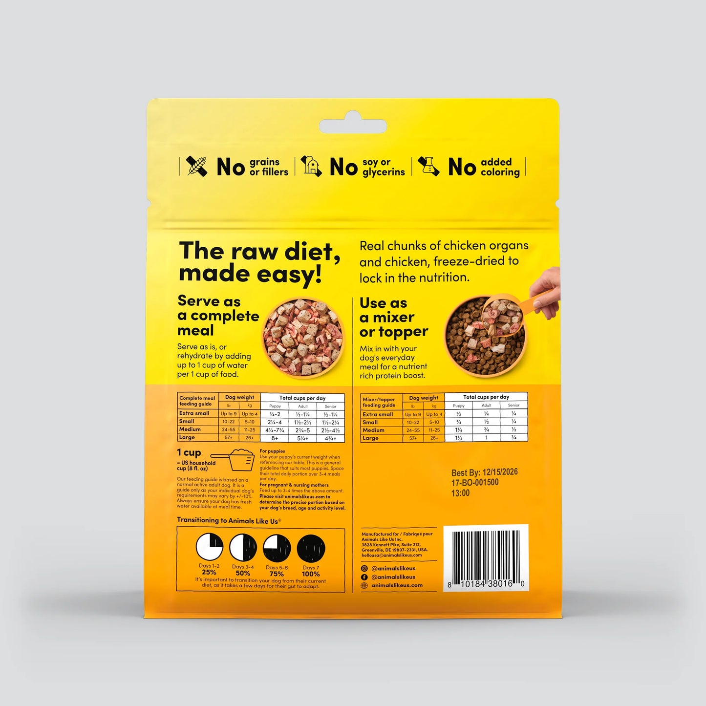 Animals Like Us🐶Freeze Dried Raw100 Chicken Organs Recipe Meal 13oz