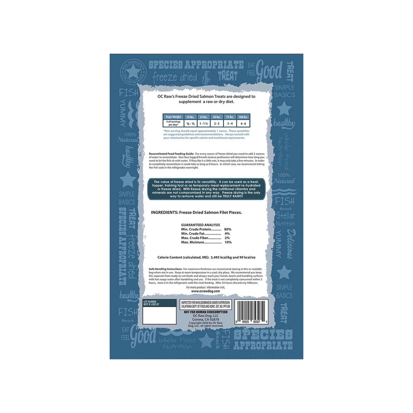 OC RAW🐱🐶Freeze Dried Salmon 3.2oz