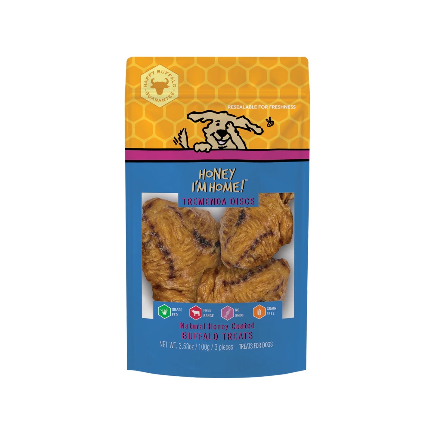 Honey I'm Home🐶Honey Coated Buffalo Tremenda Disc Puffs 3pk