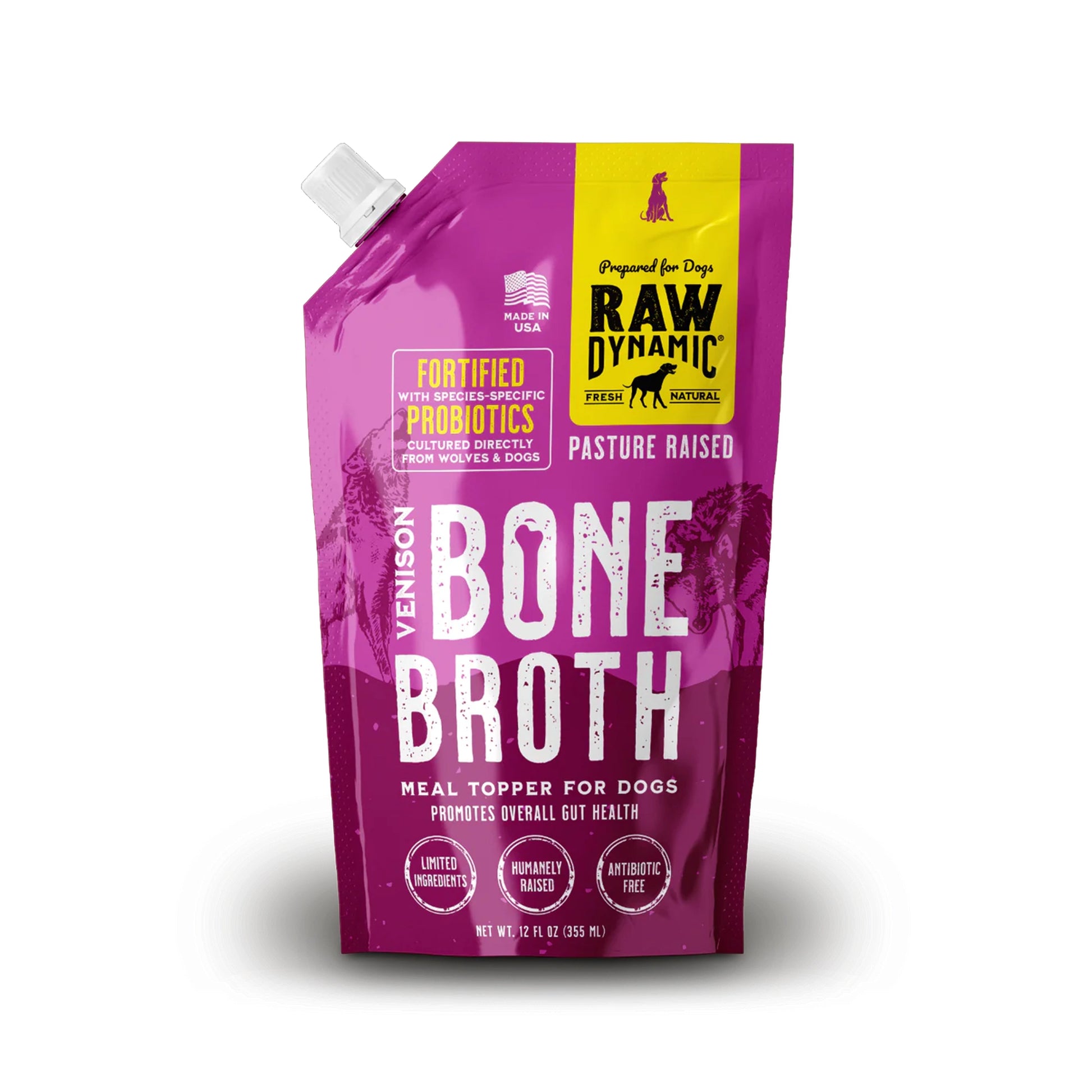 Raw Dynamic🐶Frozen Bone Broth Pasture Raised Venison 12oz