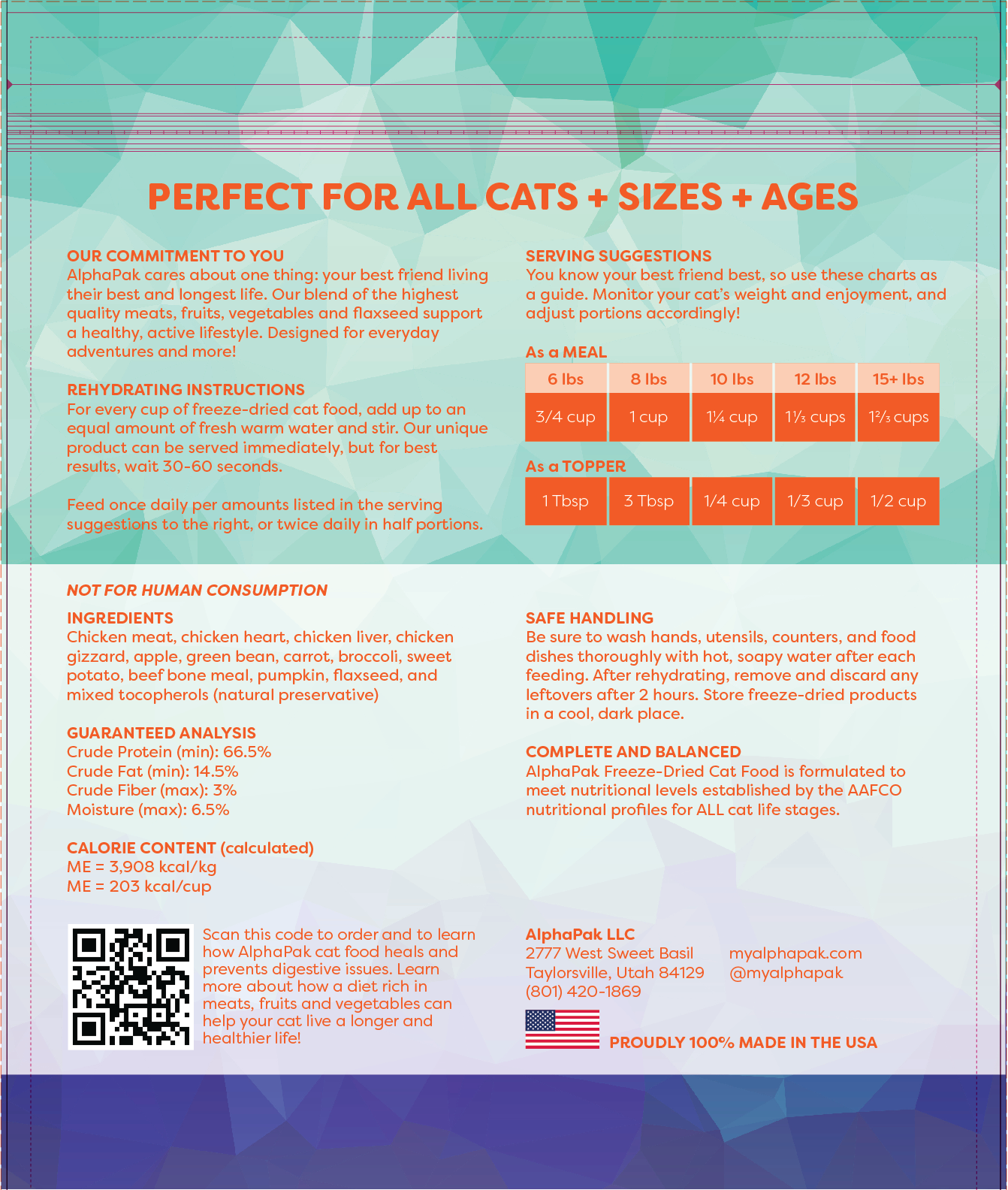 AlphaPak🐱Freeze Dried Complete Food - Chicken 16oz