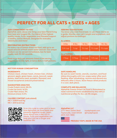 AlphaPak🐱Freeze Dried Complete Food - Chicken 16oz