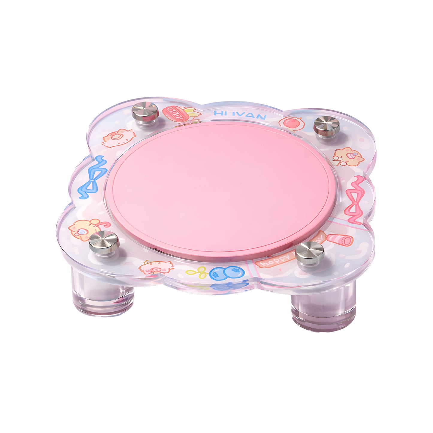 HuYan🐱🐶Petal Acrylic Bowl Stand & Silicone Anti-Slip Pads - Birthday Cake