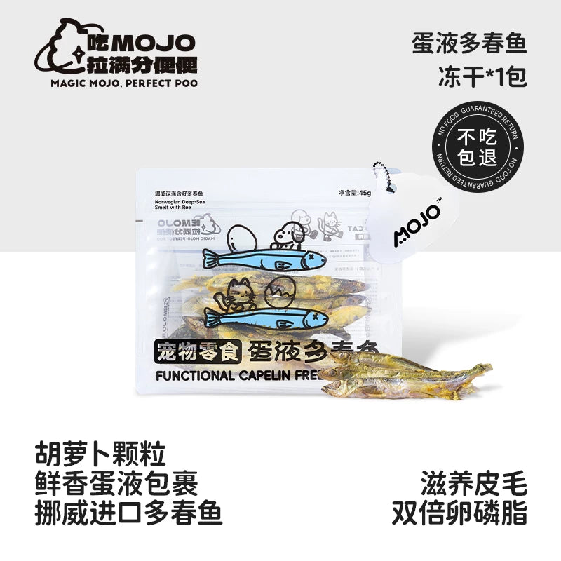 MOJO🐱🐶Freeze Dried Egg Yolk Coated Capelin & Fish Roe 45g