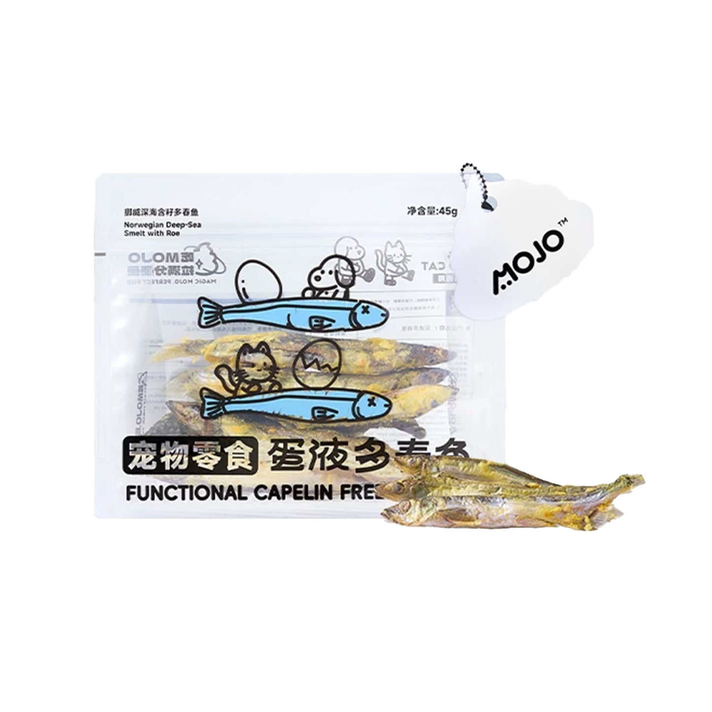 MOJO🐱🐶Freeze Dried Egg Yolk Coated Capelin & Fish Roe 45g
