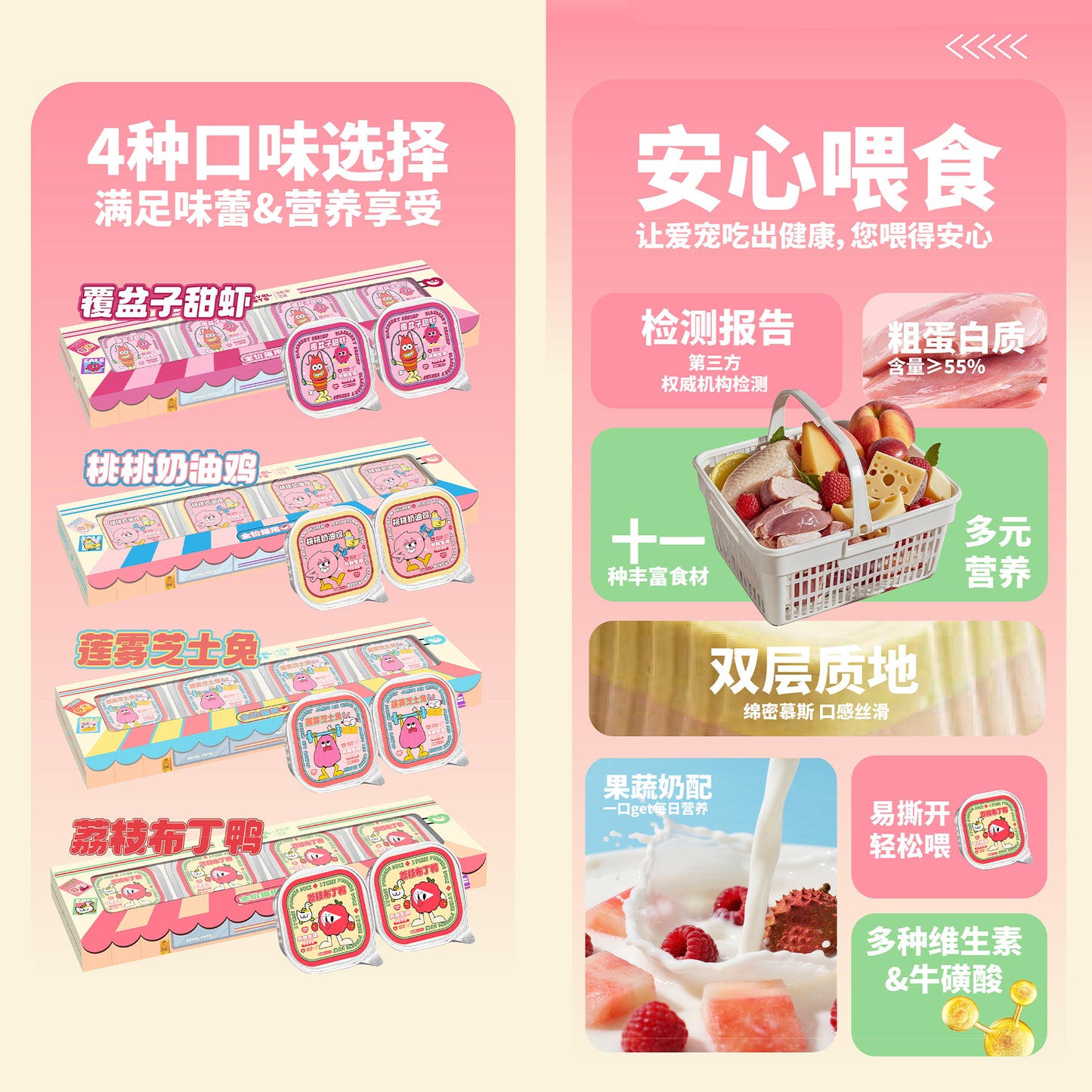 Gevel Pets🐱Double-Layer Mixed Flavor Complete Meal Wet Food 40g*4