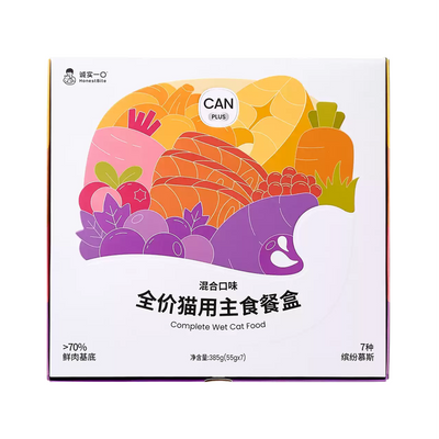 Honestbite🐱Can Plus Ture Fruit Popping Boba Mousse Complete Wet Food 55g*7