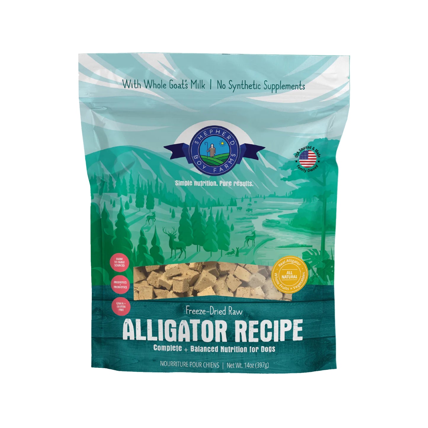 Shepherd Boy Farms🐱🐶Freeze-Dried Raw Food - Alligator Gourmet 14oz