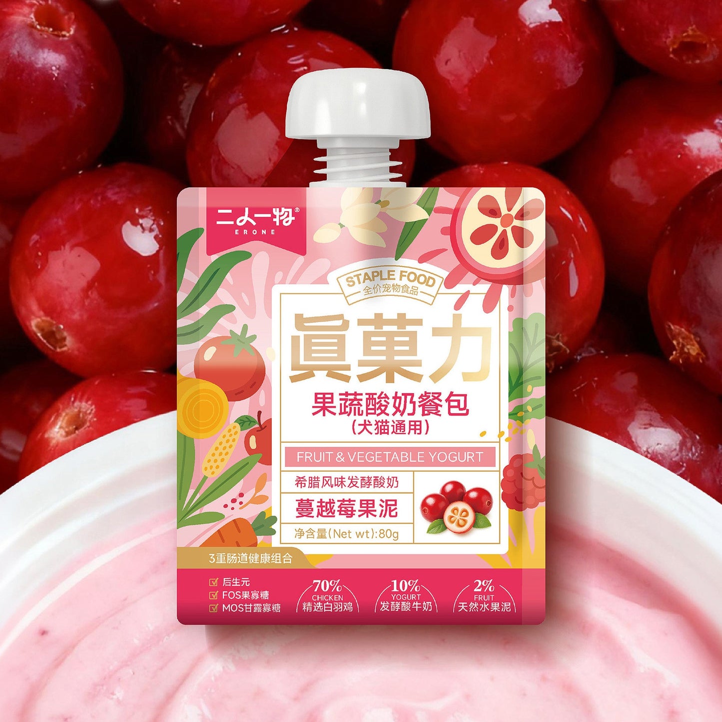 Erone🐱🐶Greek Yogurt & Fruit Chicken Complete Churu 80g