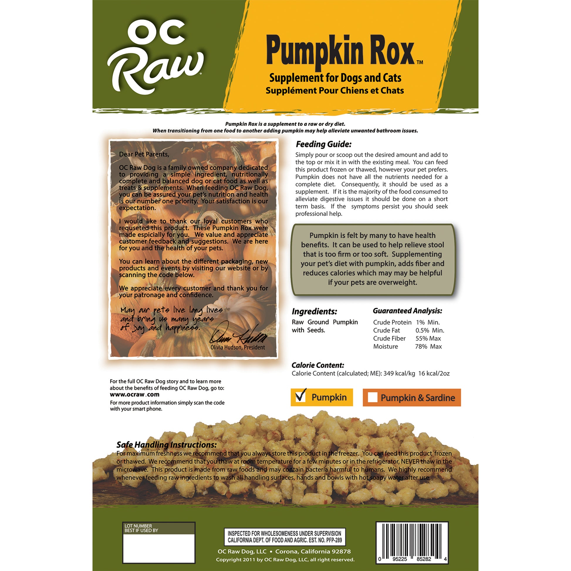 OC RAW🐱🐶Frozen Rox Pumpkin 2lb