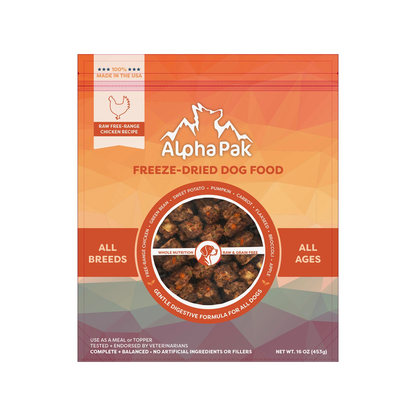 AlphaPak🐶Freeze Dried Chicken Complete Food 16oz
