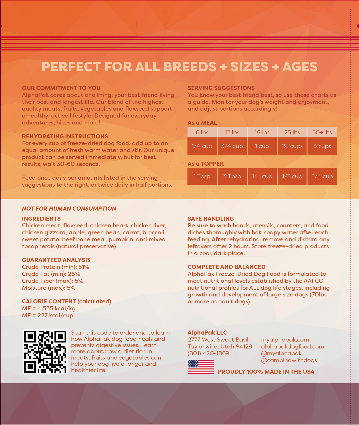 AlphaPak🐶Freeze Dried Chicken Complete Food 16oz