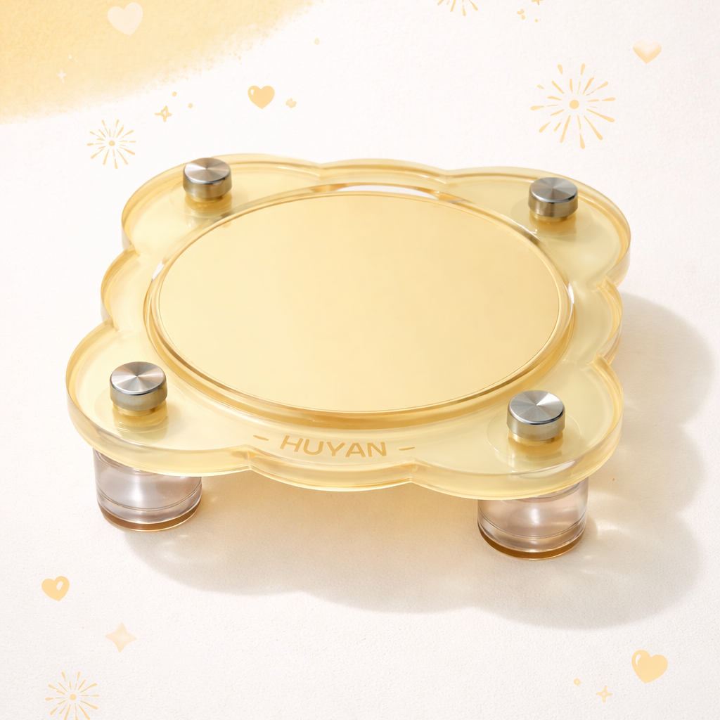 HuYan🐱🐶Petal Acrylic Bowl Stand & Silicone Anti-Slip Pads - Yellow