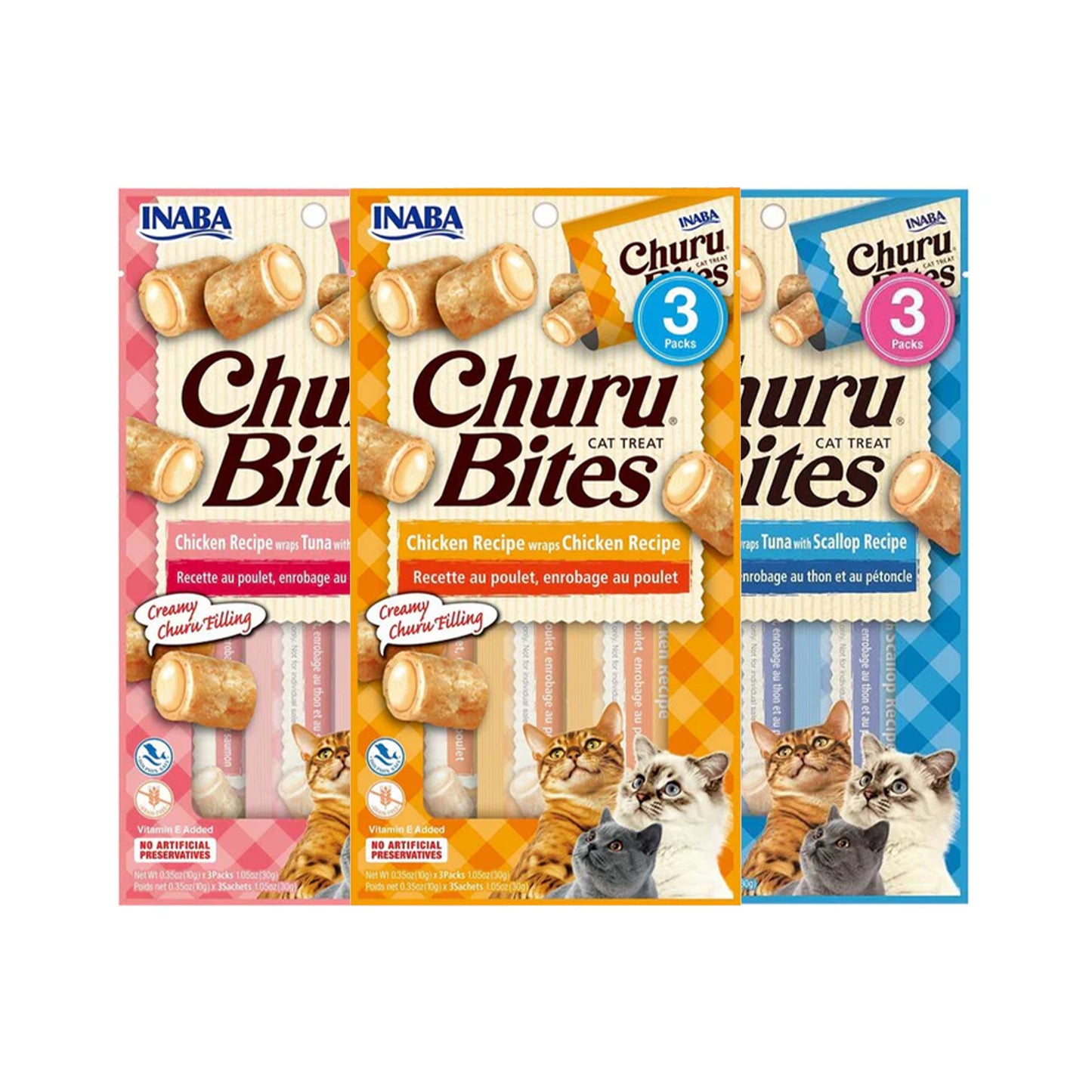 Inaba🐱Churu Bites Soft Baked & Lava Filled with Green Tea Extract 1.5oz
