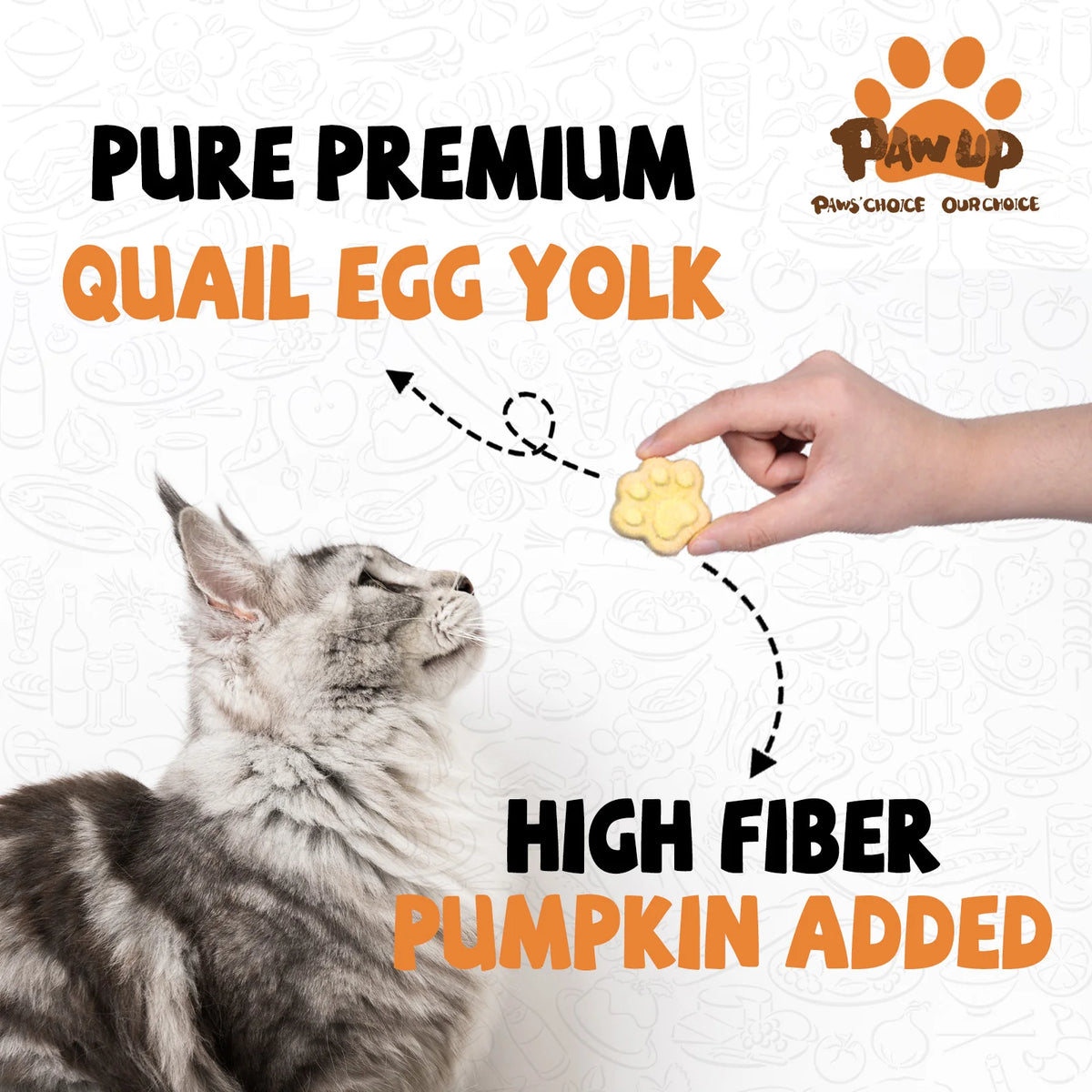 PawUp🐱🐶Freeze Dried Quail Egg Yolk & Pumpkin Paws 3.5oz