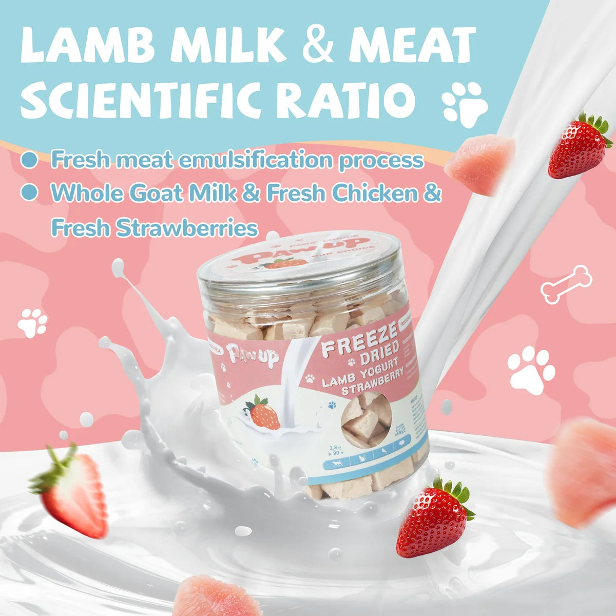 PawUp🐱🐶Freeze Dried Strawberry Goat Milk Yogurt 2.8oz