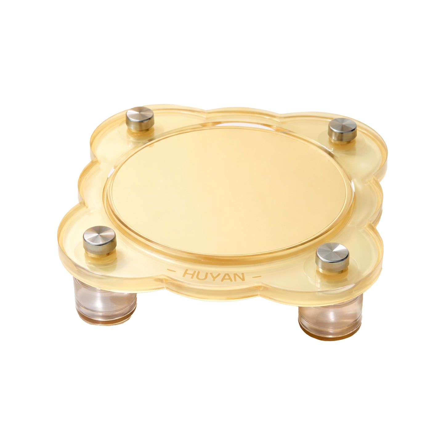 HuYan🐱🐶Petal Acrylic Bowl Stand & Silicone Anti-Slip Pads - Yellow