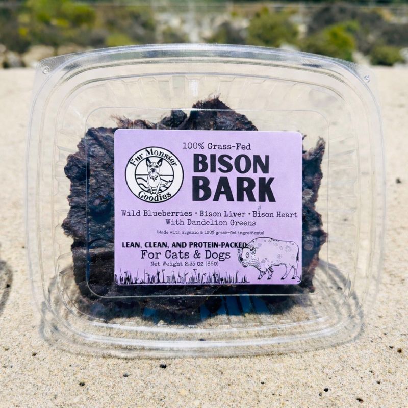 Fur Monster🐱🐶Air Dried Bark Bison & Liver · Heart · Wild Blueberries · Dandelion Greens 2.5oz