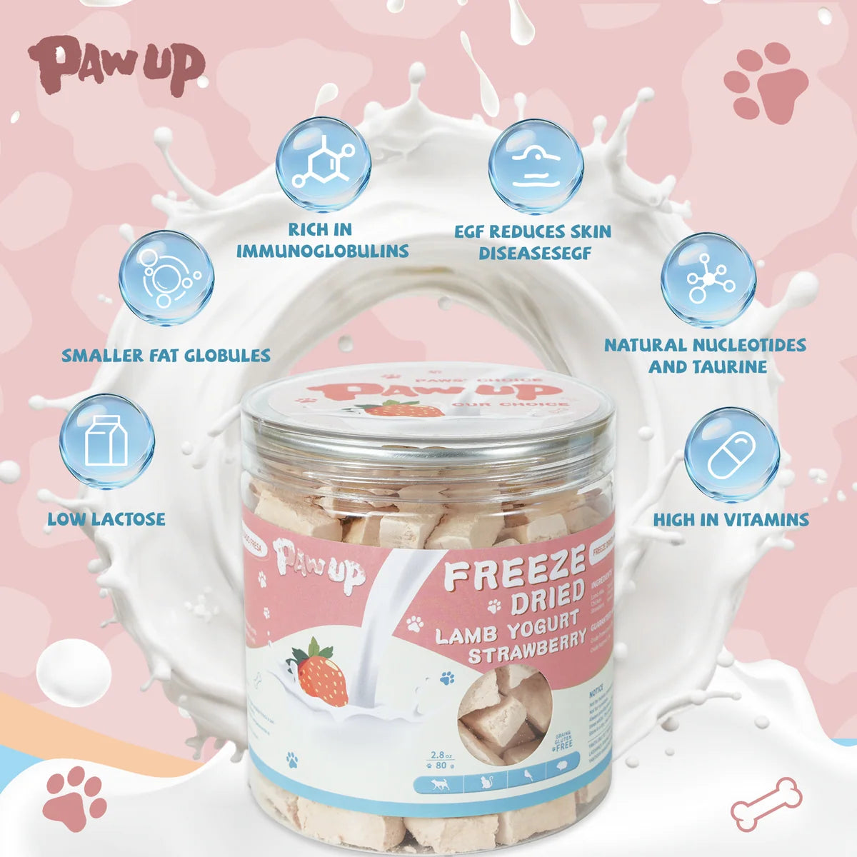 PawUp🐱🐶Freeze Dried Strawberry Goat Milk Yogurt 2.8oz